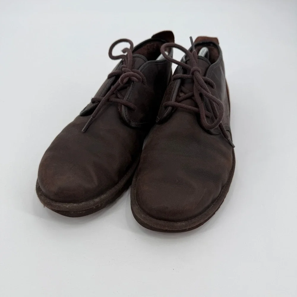 UGG Maksim Mens 11‎ Dark Brown Leather Suede Chukka Desert Boots Shearling Lined